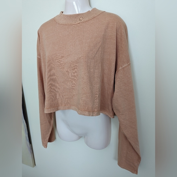 Free People we the free cotton long sleeve T-shirt peach Large - Picture 4 of 11